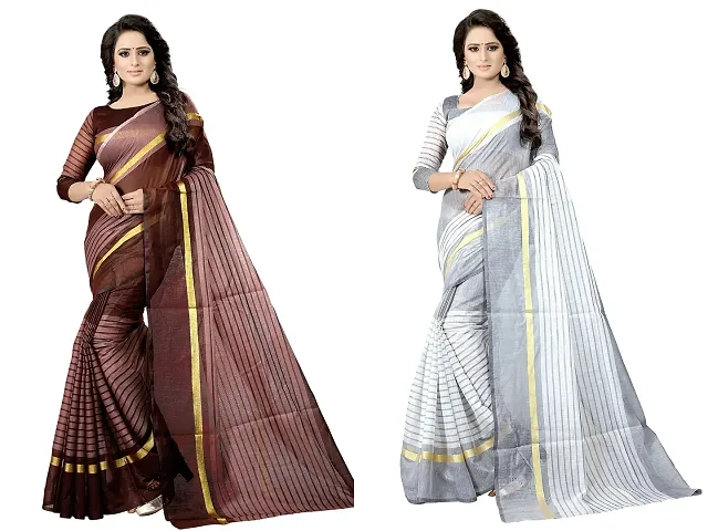 Attractive Cotton Silk Saree with Blouse piece 