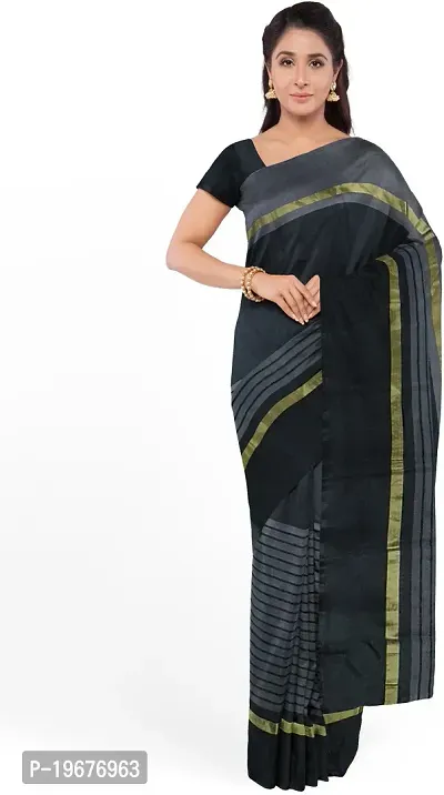 Women Stylish Cotton Silk Striped Saree with Blouse piece-thumb0