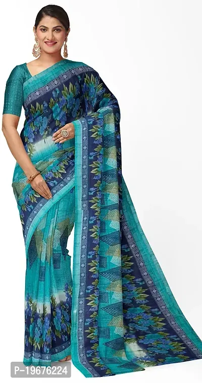 Women Stylish Georgette Printed Saree with Blouse piece-thumb0