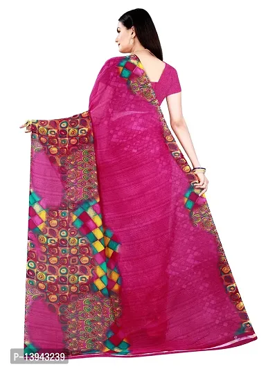 SAADHVI Women's Pink Georgette Geometric Printed Saree With Unstitched Blouse(FL-Georgette90) | Free Size-thumb3