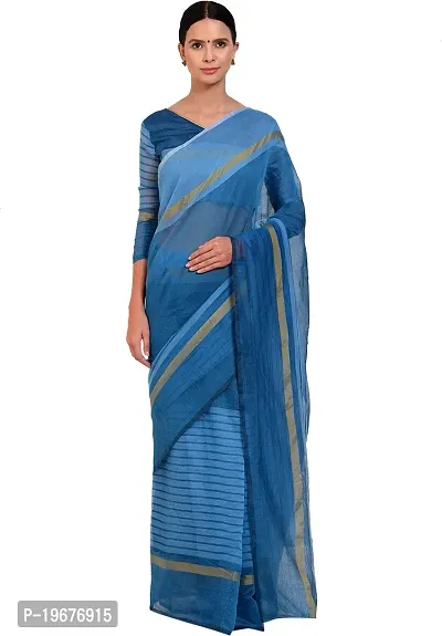 Women Stylish Silk Blend Solid Saree with Blouse piece-thumb0