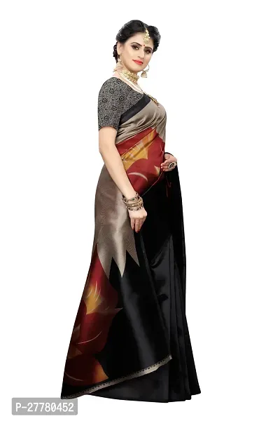 Stylish Art Silk Black Printed Saree With Blouse Piece For Women-thumb3