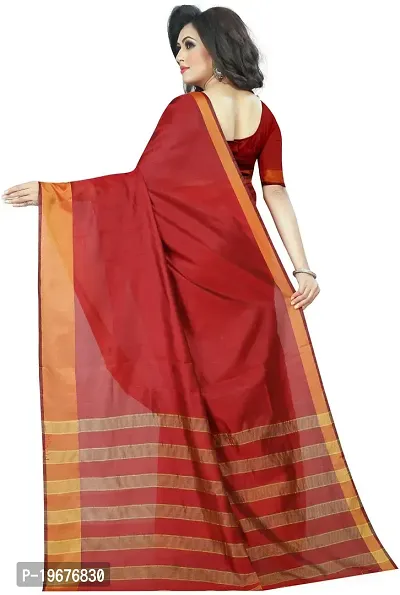 Women Stylish Cotton Silk Solid Saree with Blouse piece-thumb3