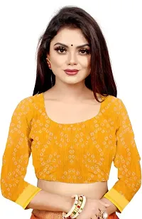 Stylish Yellow Cotton Silk Saree With Blouse Piece For Women-thumb4