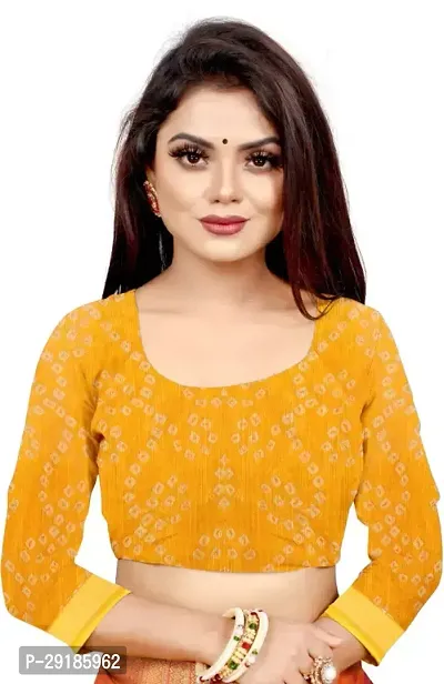 Stylish Yellow Cotton Silk Saree With Blouse Piece For Women-thumb5