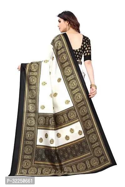 Stylish Black Cotton Silk Woven Design Saree with Blouse piece For Women-thumb3