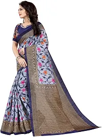 Women Stylish Art Silk Printed Saree with Blouse piece-thumb2