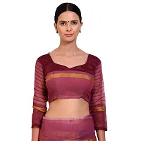 SAADHVI Women's Pink Cotton Silk Striped Work Saree(FL-IF-RustomWine-GO, Free Size) | Free Size-thumb1