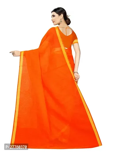 Stylish Art Silk Orange Saree With Blouse Piece For Women-thumb3