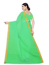 Stylish Cotton Silk Green Saree With Blouse Piece For Women-thumb2