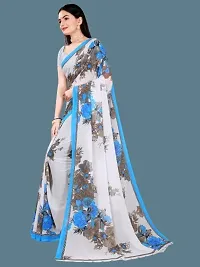 Stylish Blue Cotton Silk Printed Saree with Blouse piece For Women-thumb1