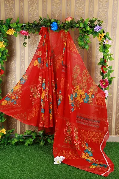 Daily Wear Georgette Printed Sarees With Blouse Piece