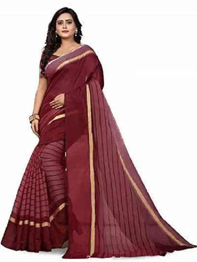 Women Stylish Silk Striped Saree with Blouse piece