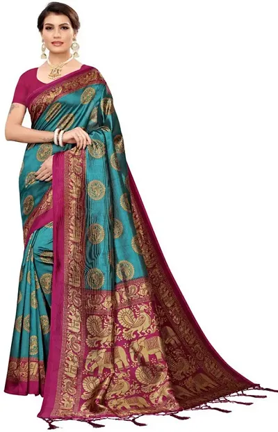 Art Silk Printed Sarees with Blouse Piece