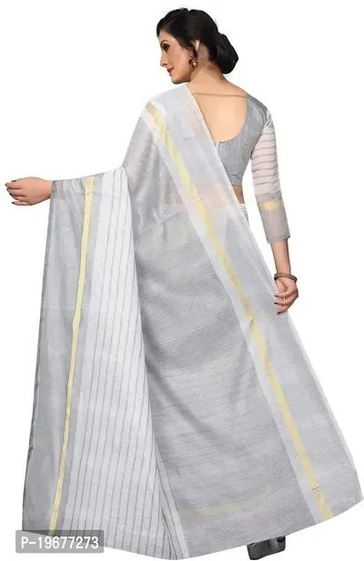 Women Stylish Cotton Silk Striped Saree with Blouse piece-thumb2