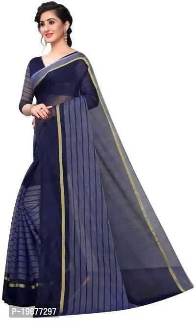 Stylish Grey Cotton Silk Saree with Blouse piece For Women-thumb4