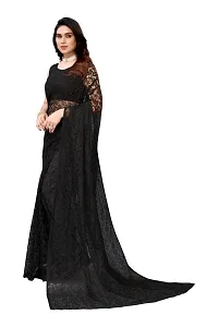 Elegant Black Cotton Silk Saree with Blouse piece For Women-thumb1