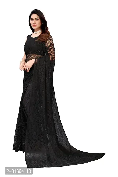 Elegant Black Cotton Silk Saree with Blouse piece For Women-thumb2