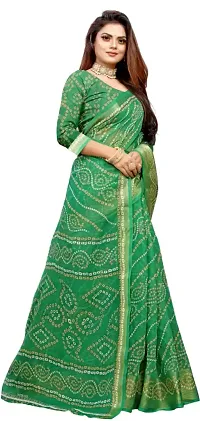 Stylish Green Cotton Silk Saree With Blouse Piece For Women-thumb2