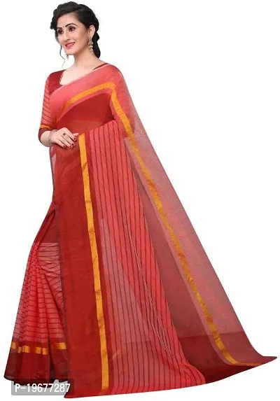 Women Stylish Cotton Silk Striped Saree with Blouse piece-thumb4