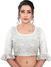 Women Stylish Net Self Pattern Saree with Blouse piece-thumb2