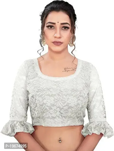 Women Stylish Net Self Pattern Saree with Blouse piece-thumb3