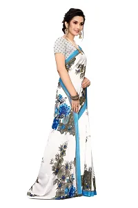 Stylish Georgette Blue Printed Saree With Blouse Piece For Women-thumb2