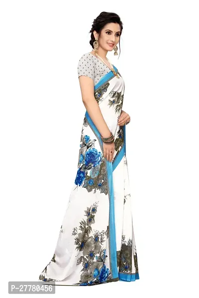 Stylish Georgette Blue Printed Saree With Blouse Piece For Women-thumb3