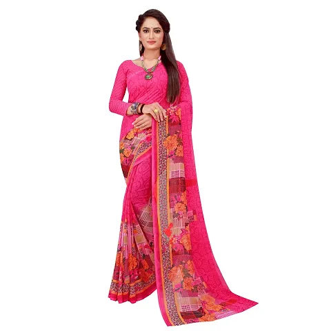 Dailywear Georgette Floral Printed Sarees With Blouse Piece