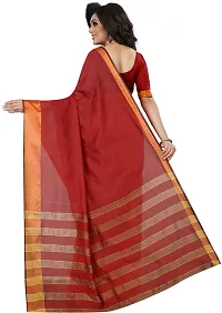 Women Stylish Cotton Silk Solid Saree with Blouse piece-thumb1
