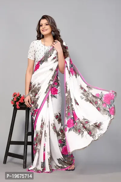 Women Stylish Art Silk Printed Saree with Blouse piece-thumb0