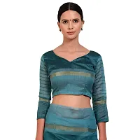 SAADHVI Women's Rama Cotton Silk Striped Work Saree(FL-IF-RustomRama-GO, Free Size) | Free Size-thumb1