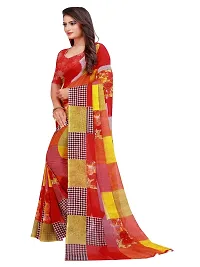 Stylish Georgette Multicoloured Printed Saree With Blouse Piece For Women-thumb1