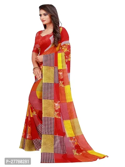 Stylish Georgette Multicoloured Printed Saree With Blouse Piece For Women-thumb2