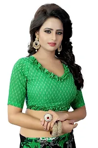 Stylish Georgette Green Printed Saree With Blouse Piece For Women-thumb4