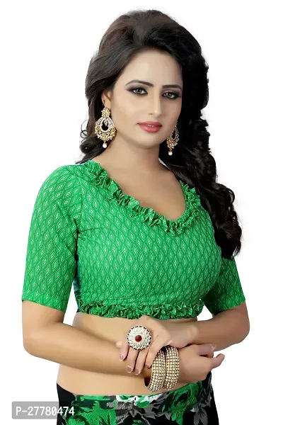 Stylish Georgette Green Printed Saree With Blouse Piece For Women-thumb5