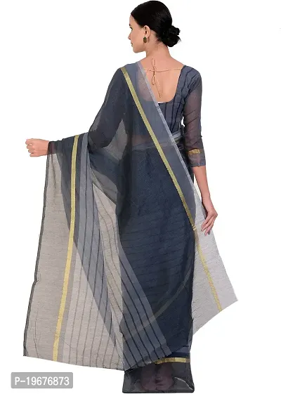 Women Stylish Cotton Silk Striped Saree with Blouse piece-thumb2