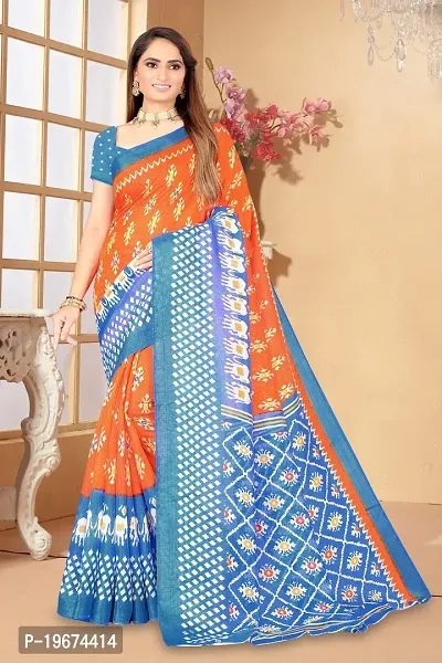 Women Stylish Art Silk Printed Saree with Blouse piece-thumb0