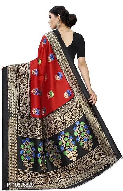 Women Stylish Art Silk Printed Saree with Blouse piece-thumb4