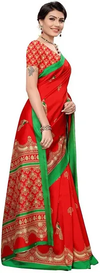 Women Stylish Art Silk Printed Saree with Blouse piece-thumb2