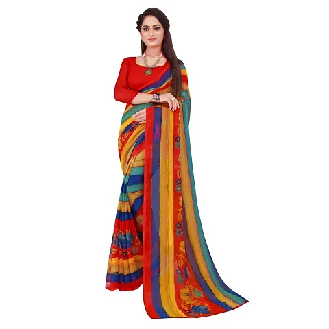 Dailywear Georgette Printed Sarees With Blouse Piece