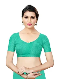 Stylish Cotton Silk Green Saree With Blouse Piece For Women-thumb3