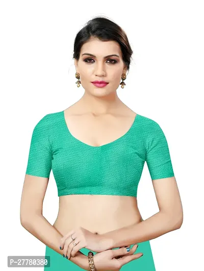 Stylish Cotton Silk Green Saree With Blouse Piece For Women-thumb4