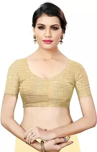 Stylish Beige Cotton Silk Solid Saree with Blouse piece For Women-thumb2