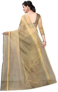 Stylish Beige Cotton Silk Solid Saree with Blouse piece For Women-thumb1