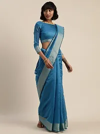 Women Stylish Lycra Embellished Saree with Blouse piece-thumb2