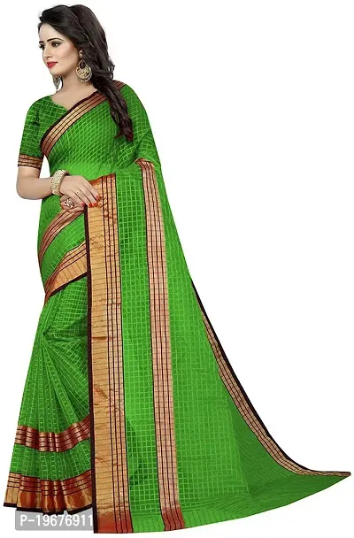 Women Stylish Cotton Silk Solid Saree with Blouse piece-thumb2