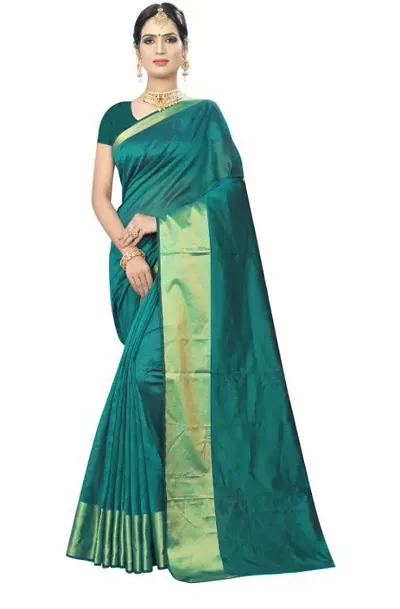 Women Stylish Silk Solid Saree with Blouse piece