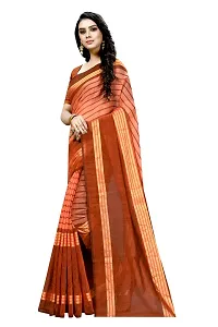 Stylish Cotton Silk Orange Printed Saree With Blouse Piece For Women-thumb2