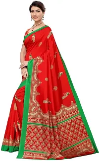 Women Stylish Art Silk Printed Saree with Blouse piece-thumb1